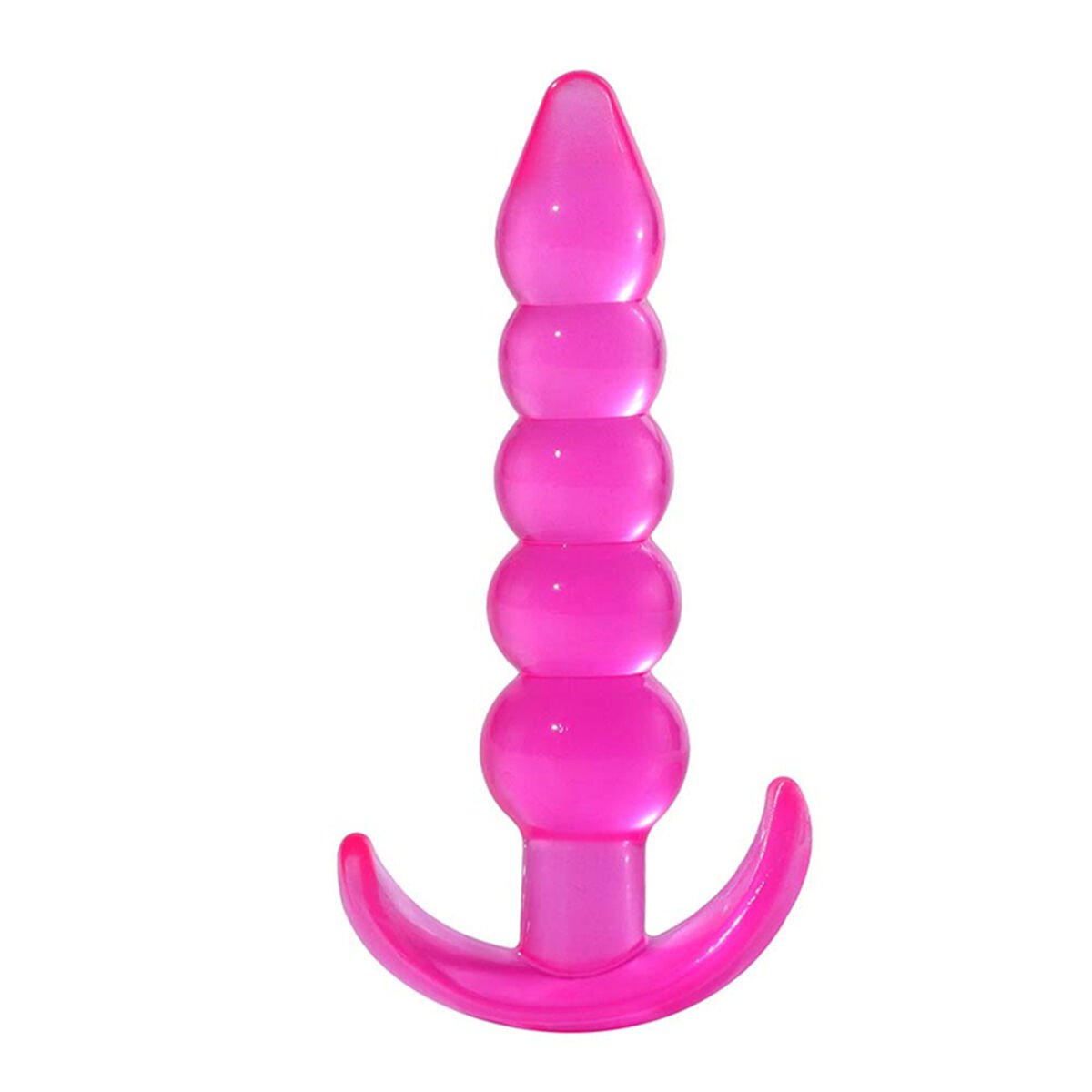 Boğumlu Şeffaf Silikon Anal Tıkaç - Pembe