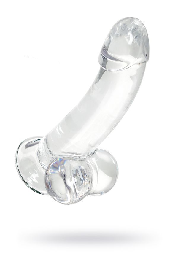 Kristal Pürüzsüz Yüzeyli Şeffaf Silikon Vantuzlu Testisli 15cm Dildo